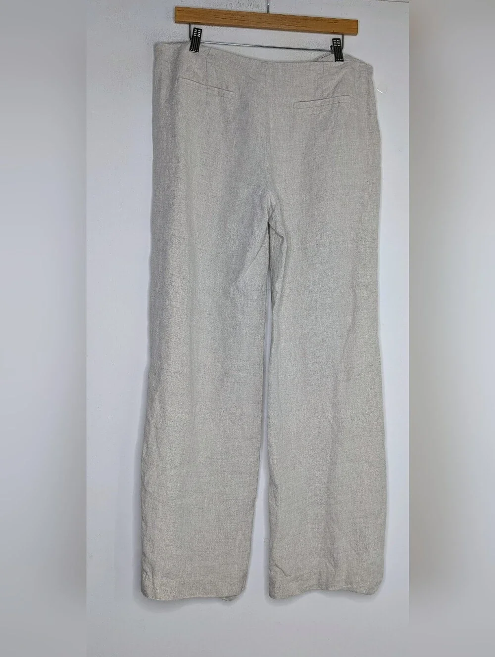 Reformation Size 8 Vida Low Rise Linen Pants Natural Beige Wide Leg Parisian